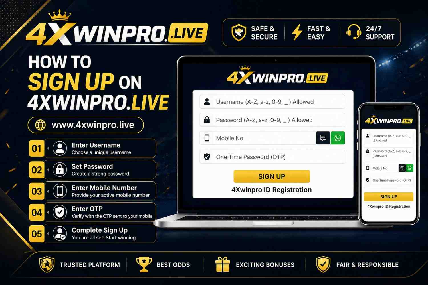 4xwinpro - Fastest Withdrawal Betting Site in India